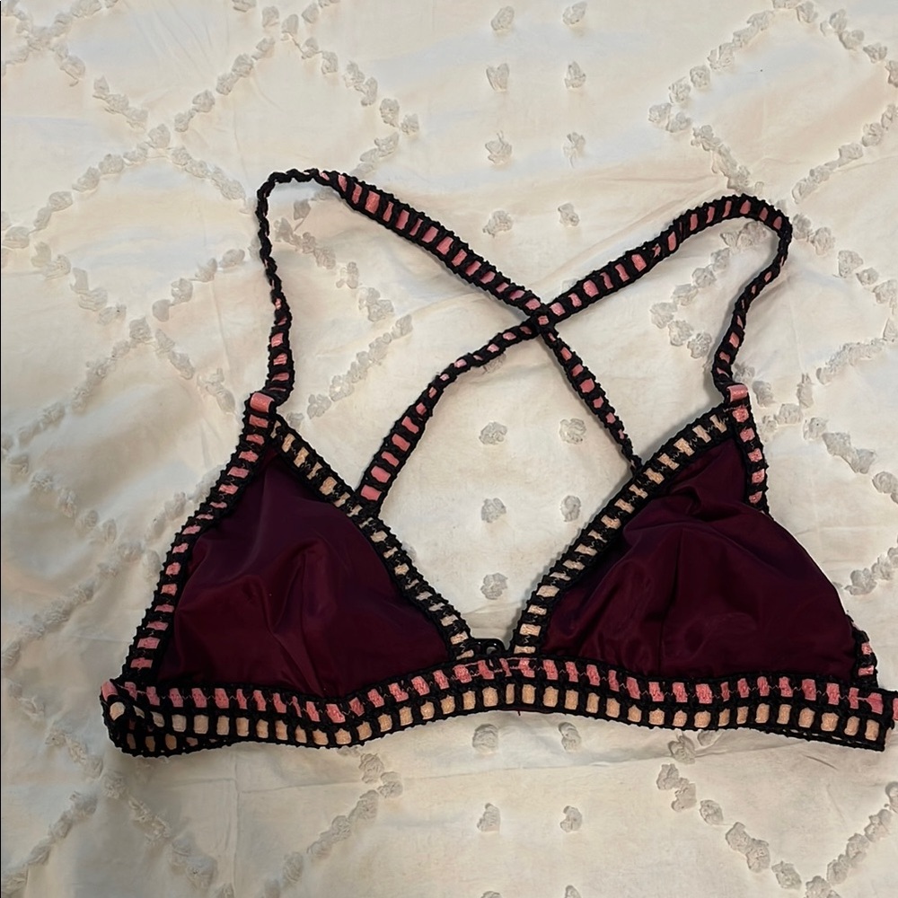 Victoria's Secret Eggplant purple Bikini top with Criss-Cross Straps